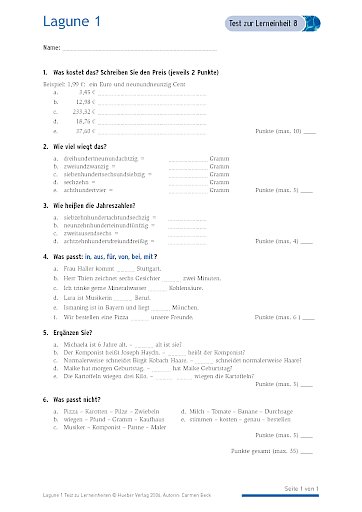 Test mit Lösungen zur Lerneinheit 8