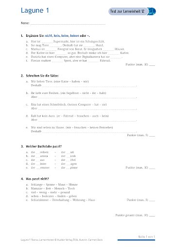 Test mit Lösungen zur Lerneinheit 12
