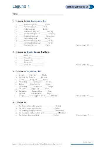 Test mit Lösungen zur Lerneinheit 21