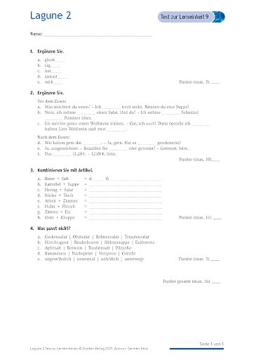Test mit Lösungen zur Lerneinheit 9