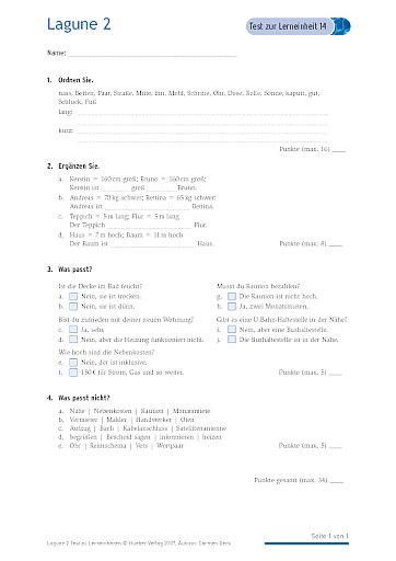 Test mit Lösungen zur Lerneinheit 14