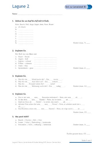 Test mit Lösungen zur Lerneinheit 18