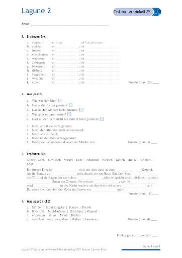 Test mit Lösungen zur Lerneinheit 29