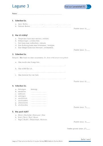 Test mit Lösungen zur Lerneinheit 15