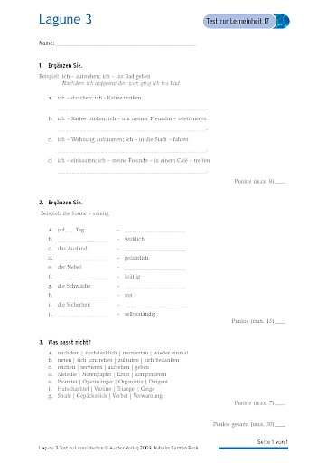 Test mit Lösungen zur Lerneinheit 17