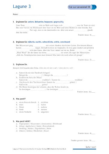 Test mit Lösungen zur Lerneinheit 18