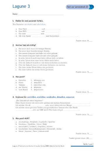 Test mit Lösungen zur Lerneinheit 22