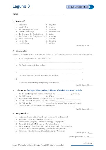 Test mit Lösungen zur Lerneinheit 23