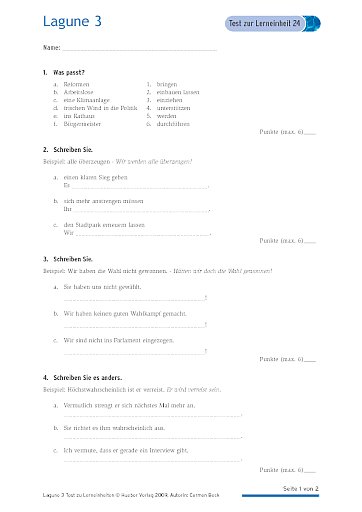 Test mit Lösungen zur Lerneinheit 24