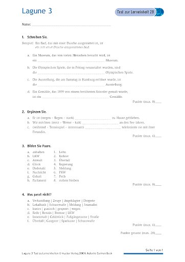Test mit Lösungen zur Lerneinheit 28