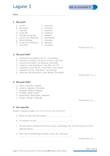 Test mit Lösungen zur Lerneinheit 31