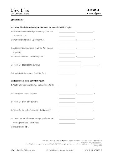 Übung zu den Zahlen