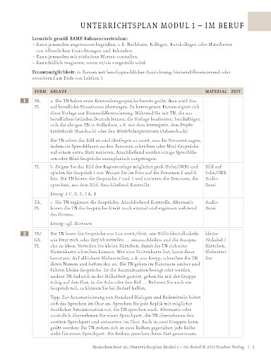 Im Beruf: Small Talk – Unterrichtsplan (Modul 1)