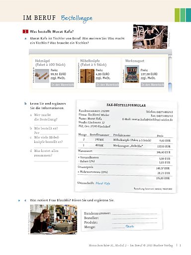 Im Beruf: Bestellungen – Arbeitsblatt (Modul 2)