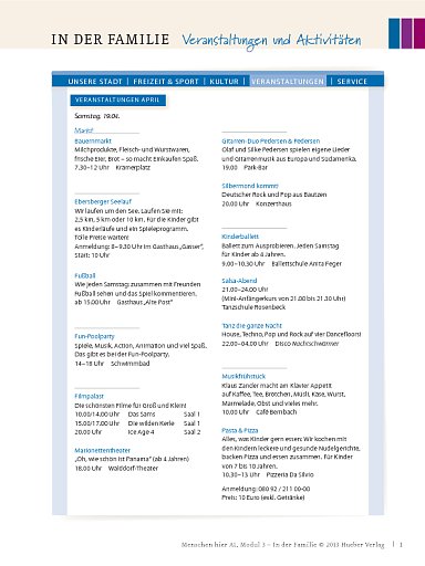 In der Familie: Veranstaltungen und Aktivitäten – Arbeitsblatt (Modul 3)