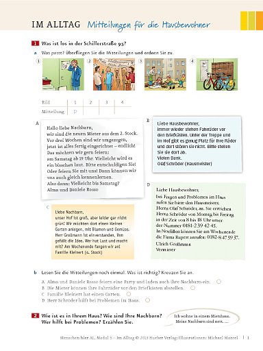 Im Alltag: Mitteilungen für die Hausbewohner – Arbeitsblatt (Modul 5)