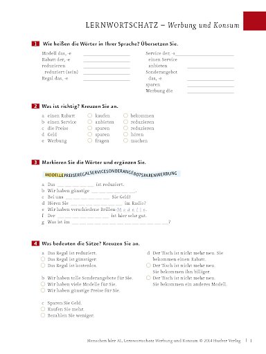 Wortschatztraining: Werbung und Konsum