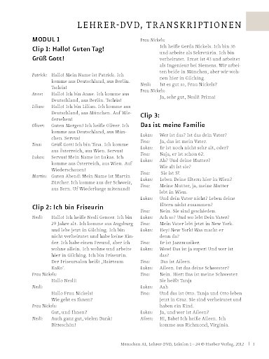 Transkriptionen zur Lehrer-DVD