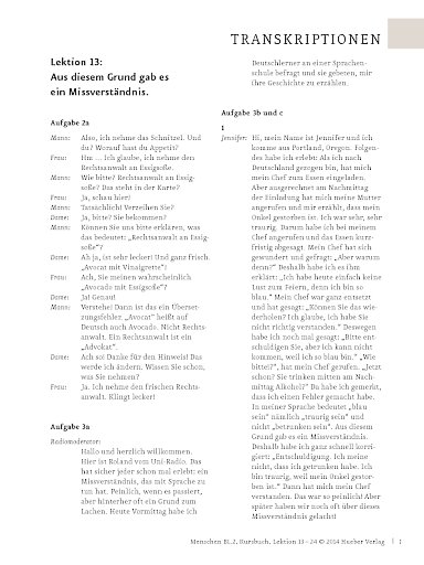 Transkriptionen zum Kursbuch