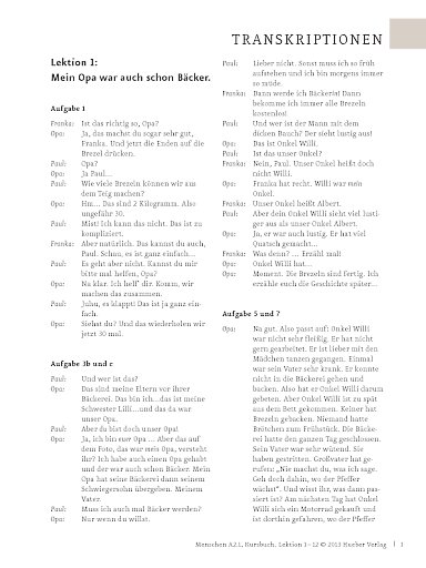 Transkriptionen zum Kursbuch