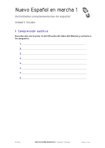 Nuevo Español en marcha 1: Unidad 1