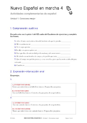 Nuevo Español en marcha 4: Unidad 1