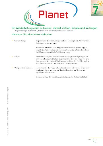 Wiederholungsspiel: Freizeit, Uhrzeit, Zahlen, Schule und W-Fragen