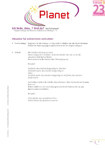 Ich finde, dass...? Und du?