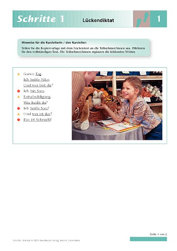 Lektion 1: Lückendiktat