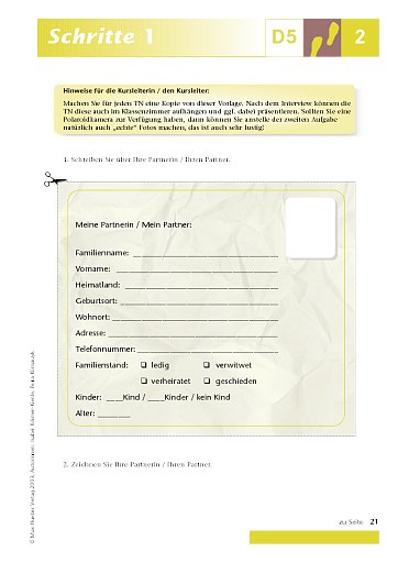 Kopiervorlage zu Lektion 2, D5