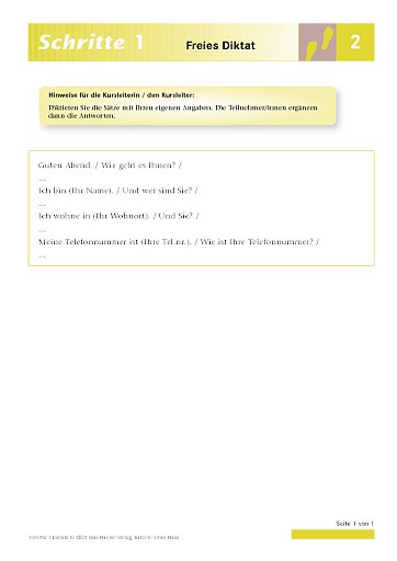 Lektion 2: Freies Diktat