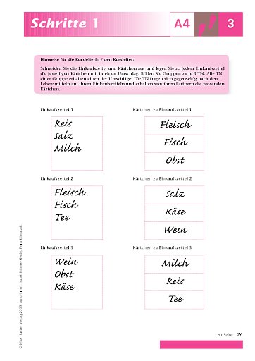 Kopiervorlage zu Lektion 3, A4