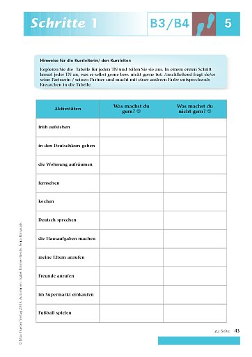 Kopiervorlage zu Lektion 5, B3/B4