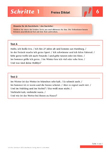 Lektion 6: Freies Diktat