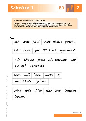 Kopiervorlage zu Lektion 7, B3