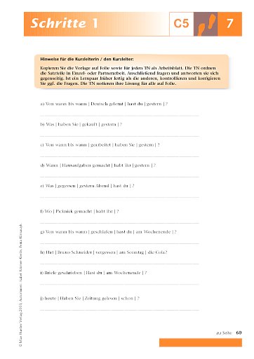 Kopiervorlage zu Lektion 7, C5