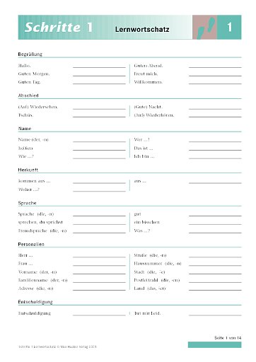 Schritte 1: Lernwortschatz