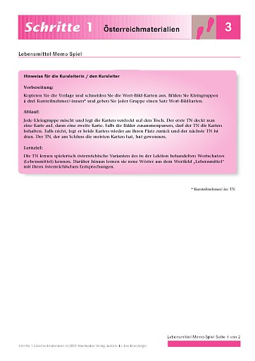 Memo-Spiel: Lebensmittel