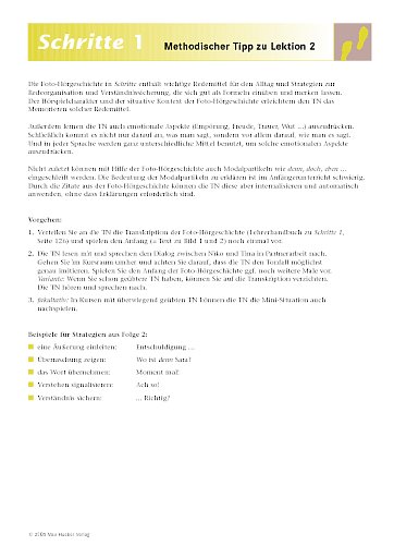 Lektion 2: Methodischer Tipp