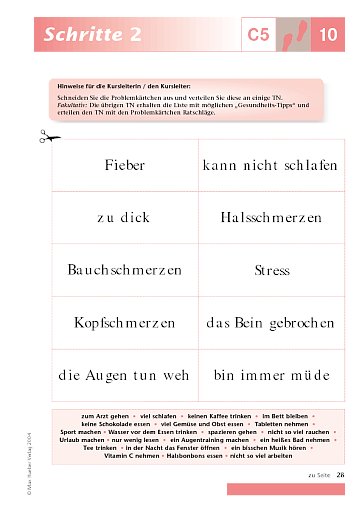 Kopiervorlage zu Lektion 10, C5