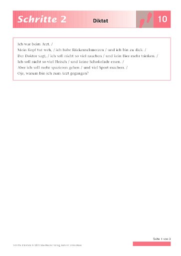 Lektion 10: Diktat / Lückendiktat