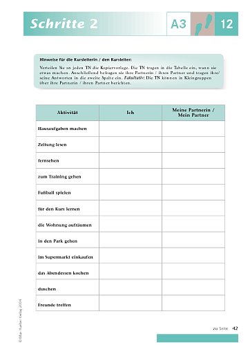 Kopiervorlage zu Lektion 12, A3