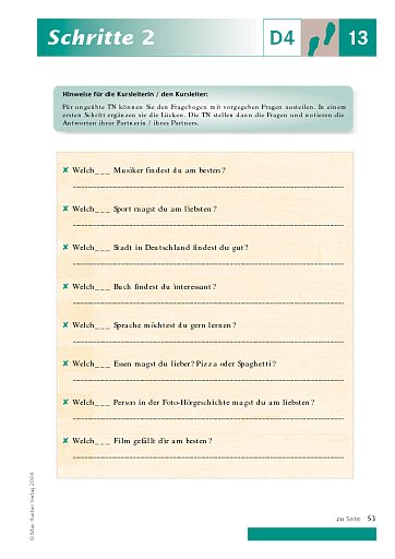 Kopiervorlage zu Lektion 13, D4