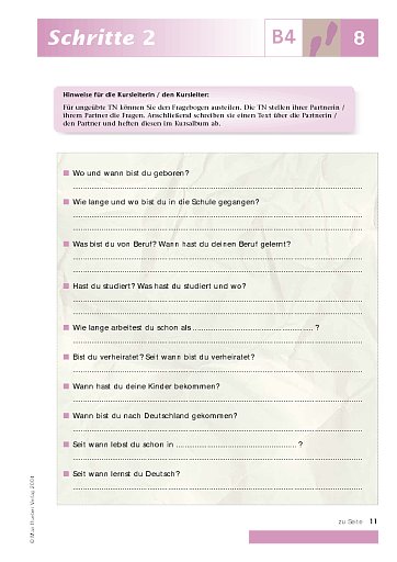 Kopiervorlage zu Lektion 8, B4