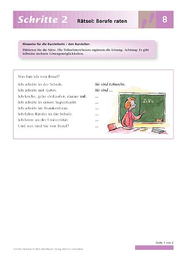 Lektion 8: Rätsel / Diktat