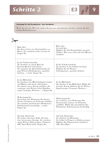 Kopiervorlage zu Lektion 9, E3