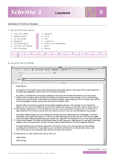 Lektion 8: Sandras E-Mail an Myriam