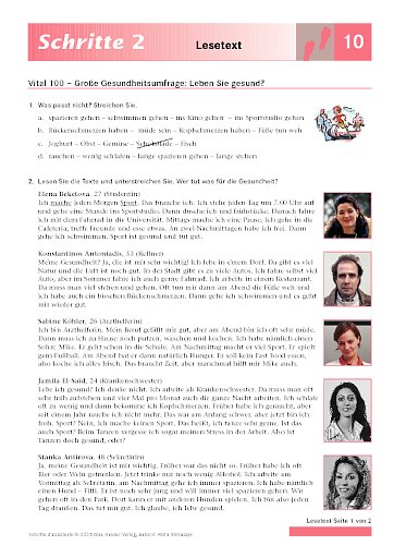 Lektion 10: Vital 100 - Große Gesundheitsumfrage: Leben Sie gesund?