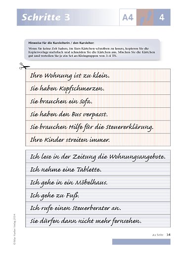 Kopiervorlage zu Lektion 4, A4