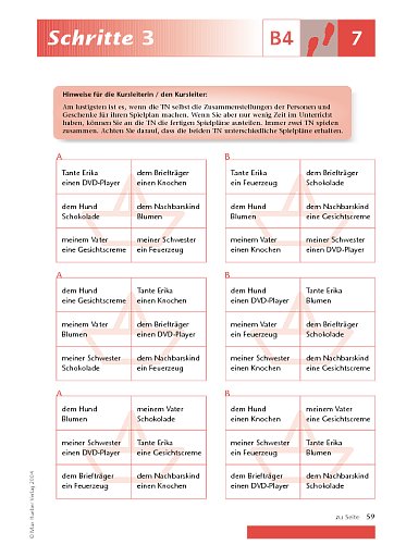 Kopiervorlage zu Lektion 7, B4